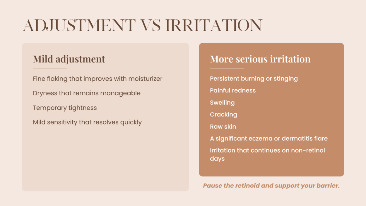 Normal retinol adjustment vs signs to stop.