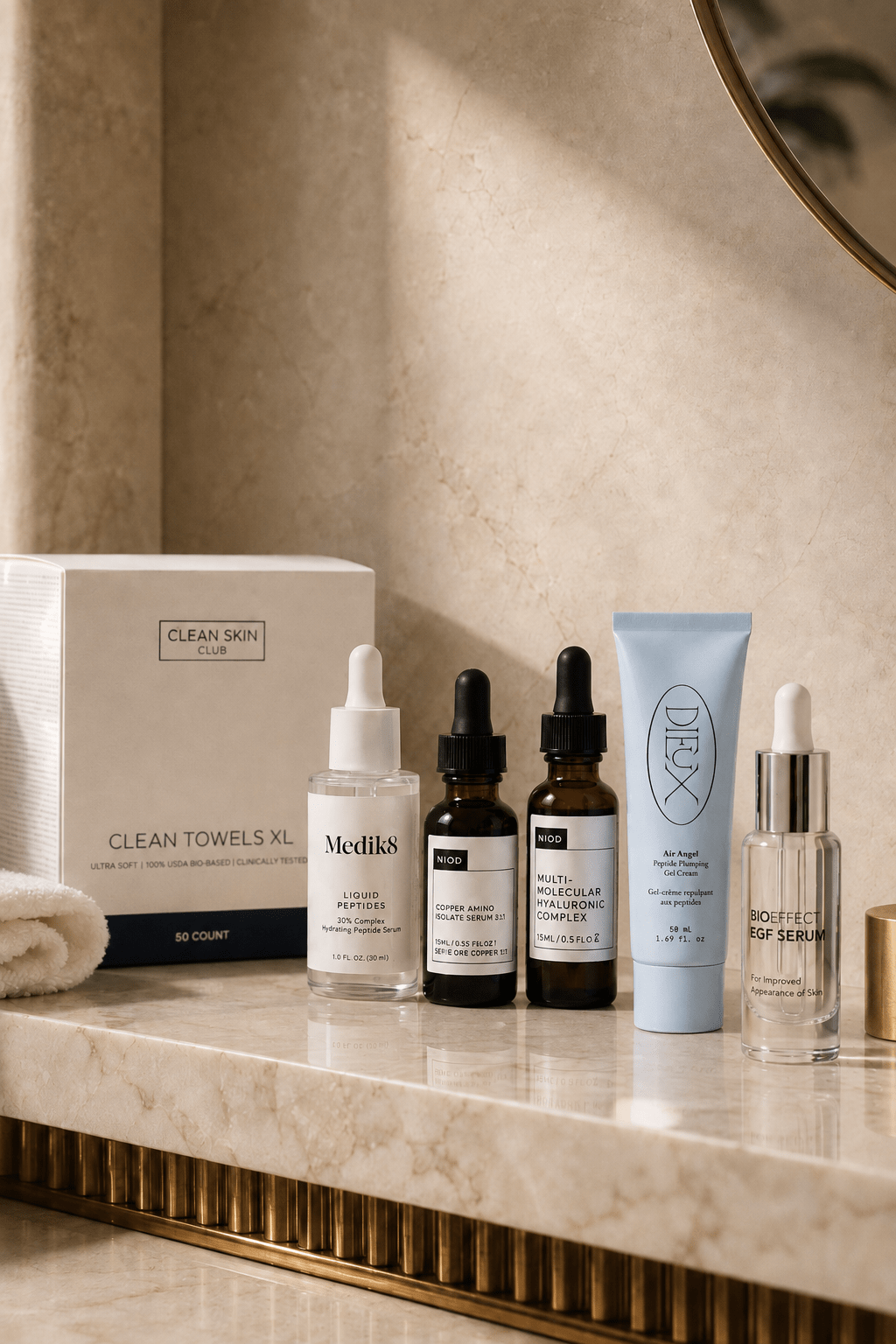 a minimal skincare shelf with a few everyday products.