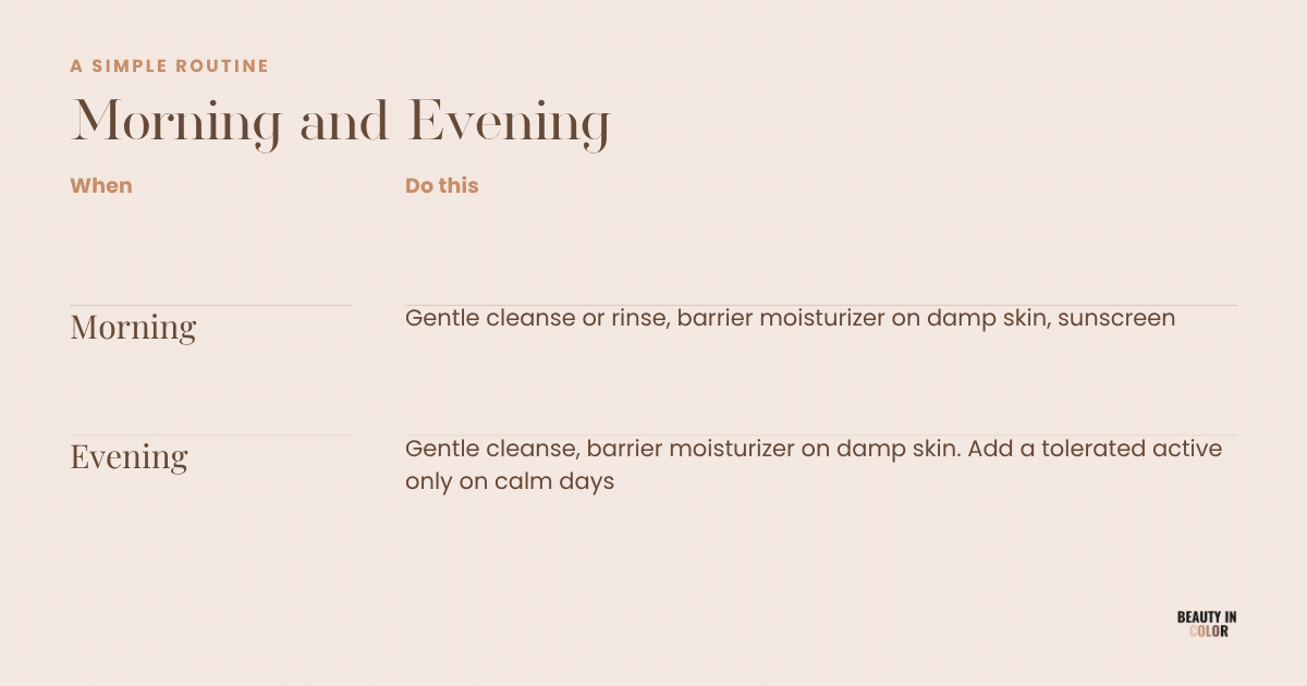 A simple version of the two routines for eczema, side by side
